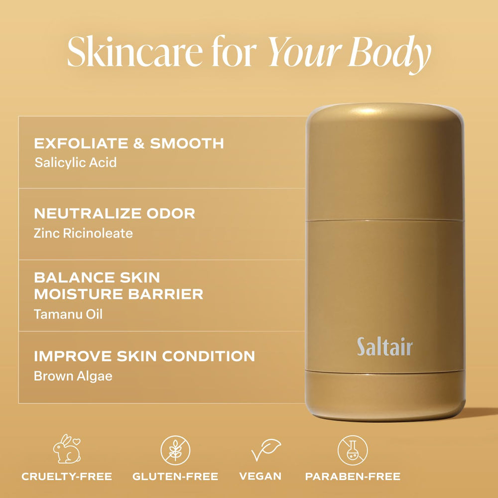 Saltair deodorant shows no white marks on fabric for stain-free wear