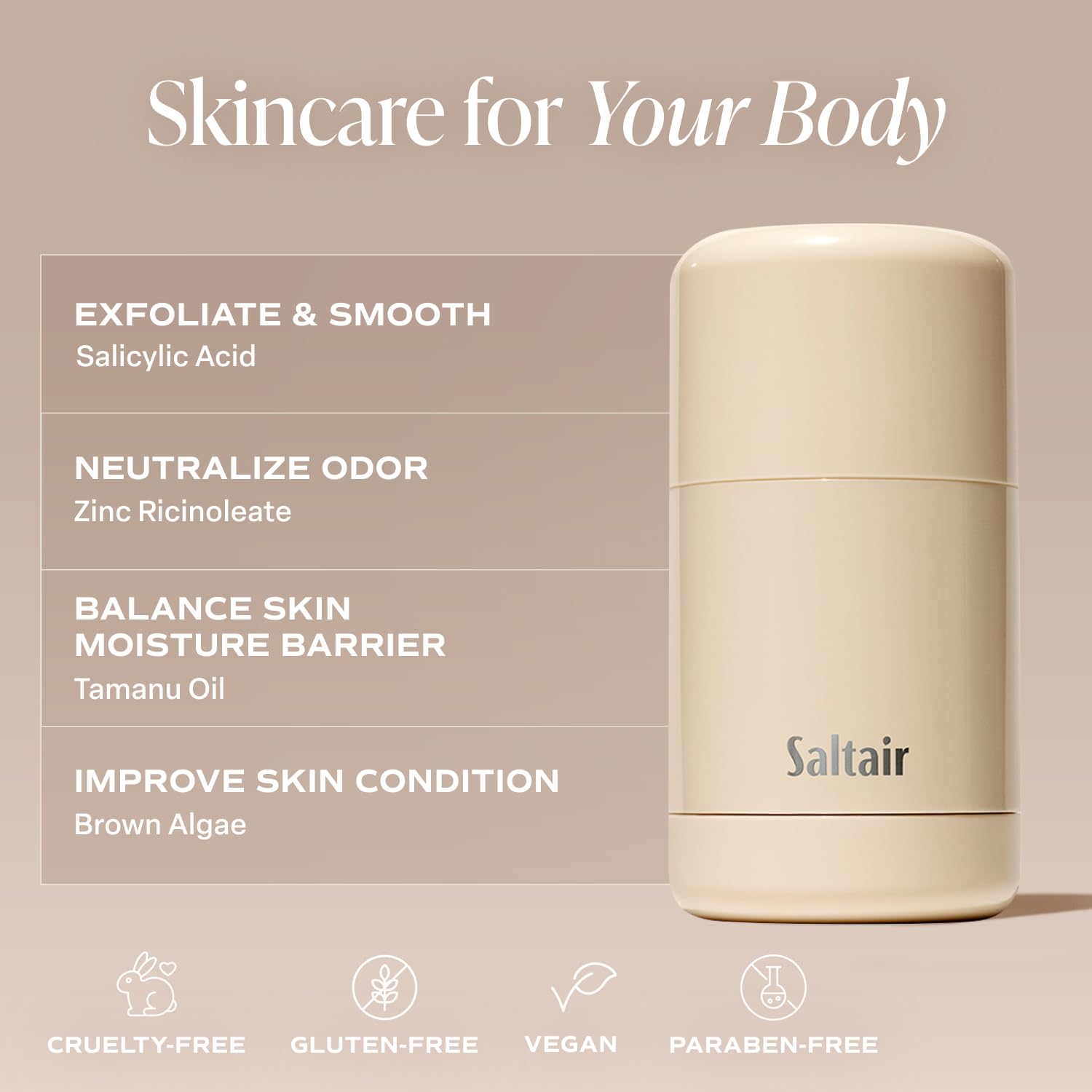 Saltair Deodorant shown on fabric leaving no visible marks.