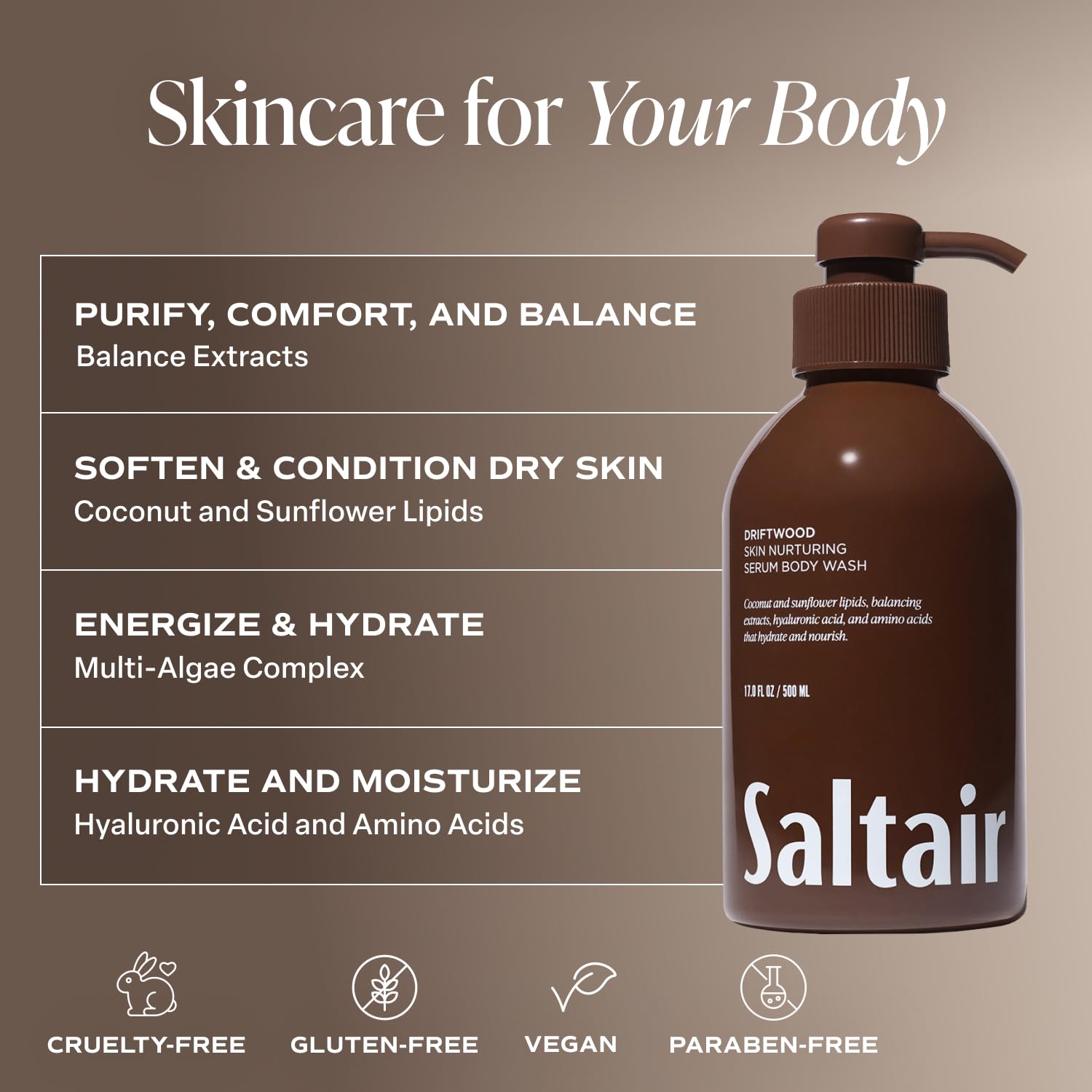Saltair Hyaluronic Acid formula promotes hydrated, supple skin