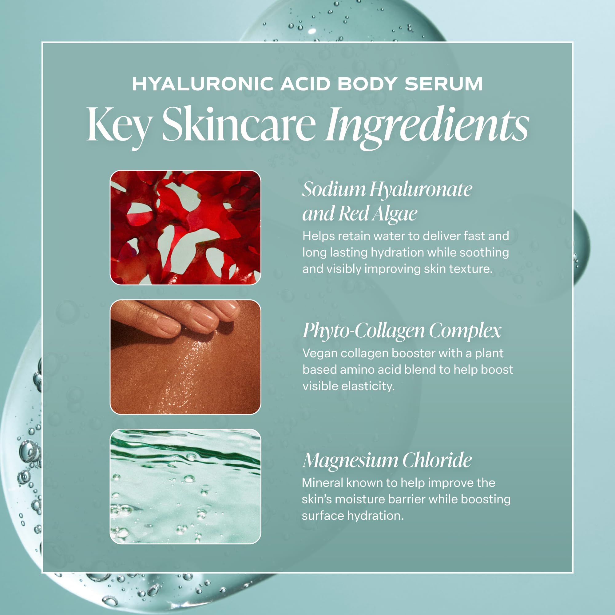 Saltair Hyaluronic Acid Body Serum cap detail emphasizes minimal clean packaging