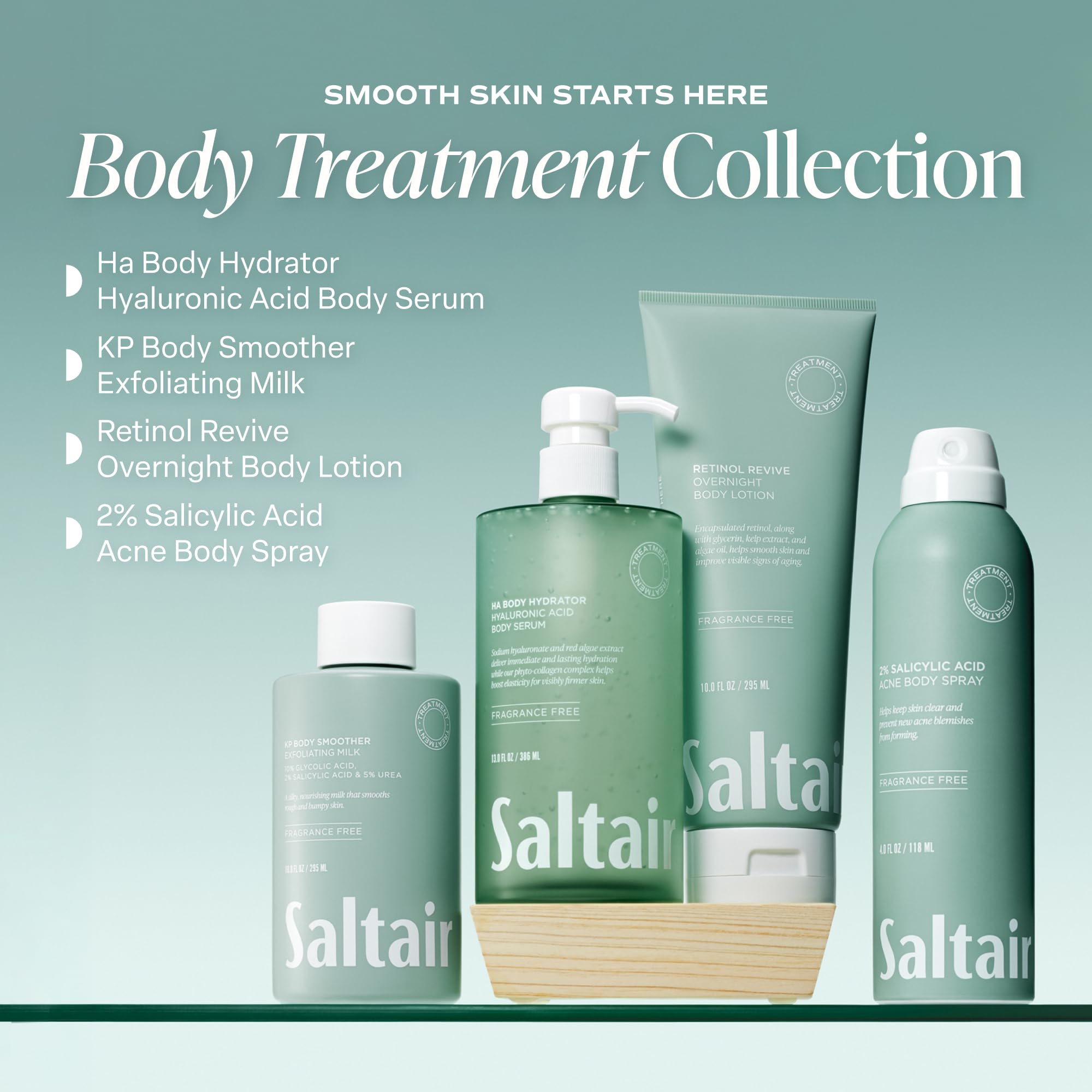 Saltair Hyaluronic Acid Body Serum red algae ingredient shown on label for barrier support
