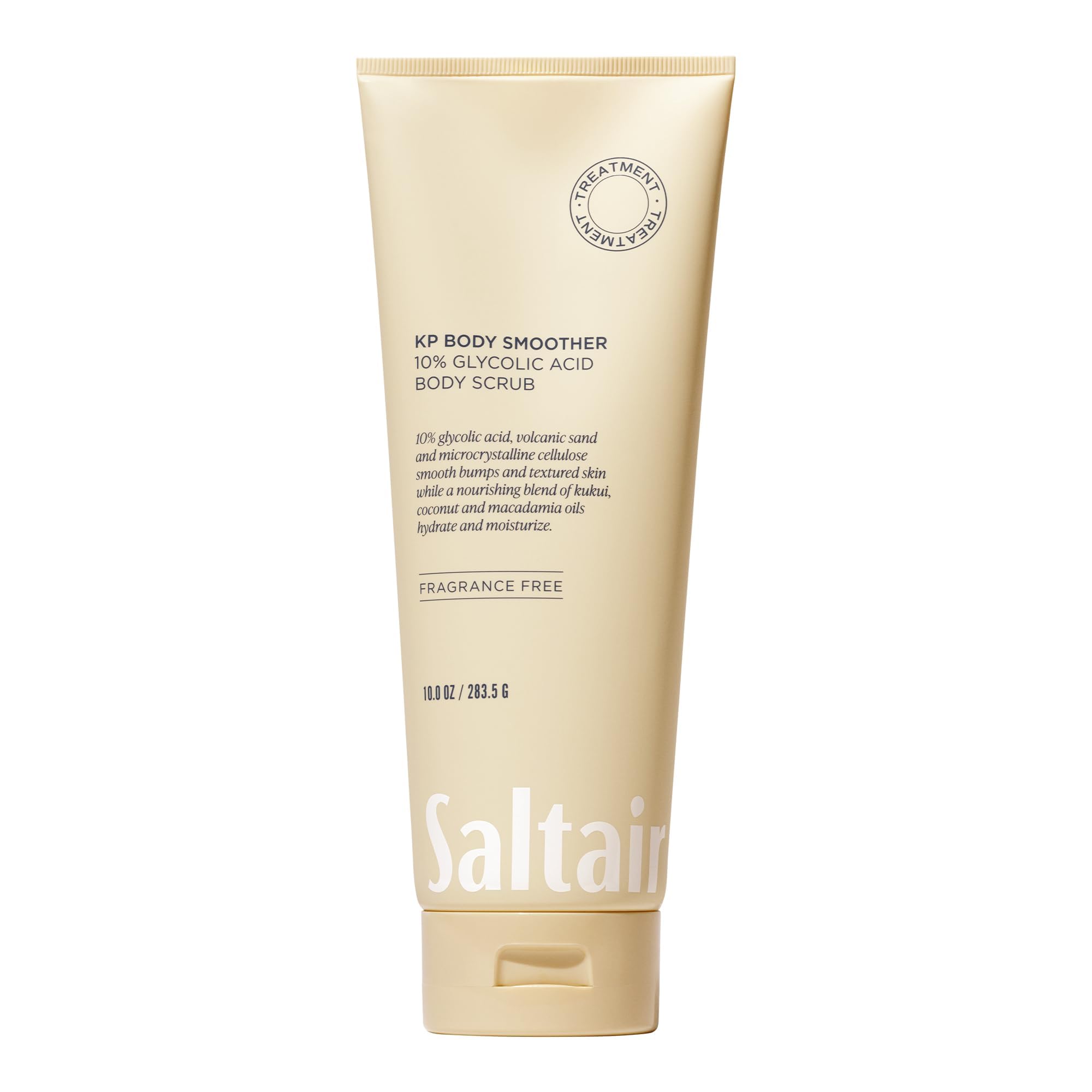 Saltair KP Body Scrub bottle pour for easy, mess-free application.