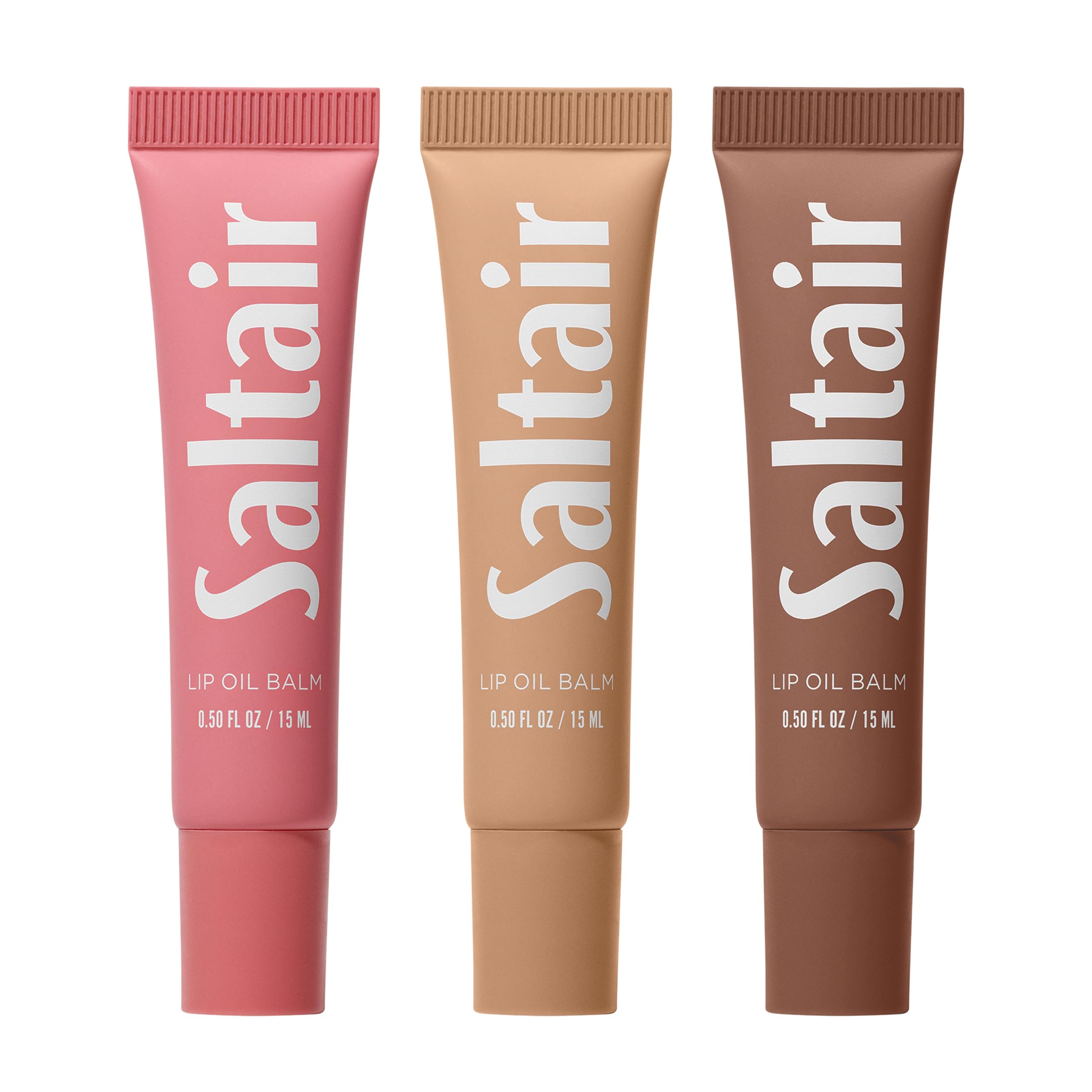 Saltair Lip Oil Balm 3-pack nourishes lips with a subtle glossy finish