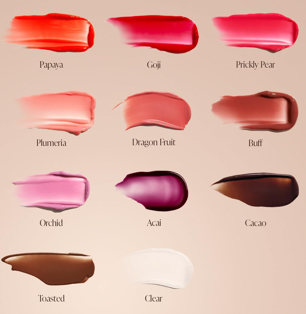 Saltair lip oil balm 5-pack display offers versatile looks.