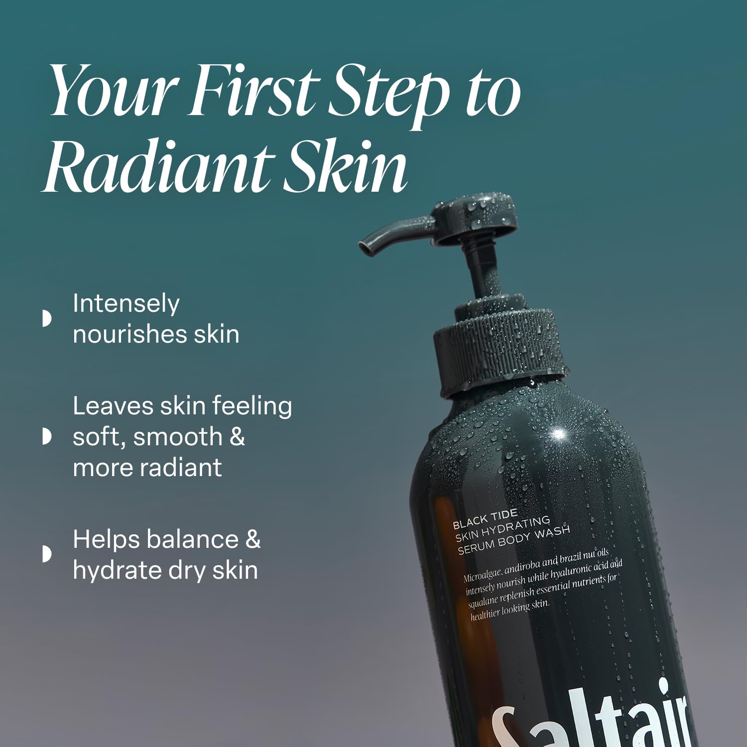Saltair Monoi Oil and Cupuacu Butter ingredients emphasized for deep hydration