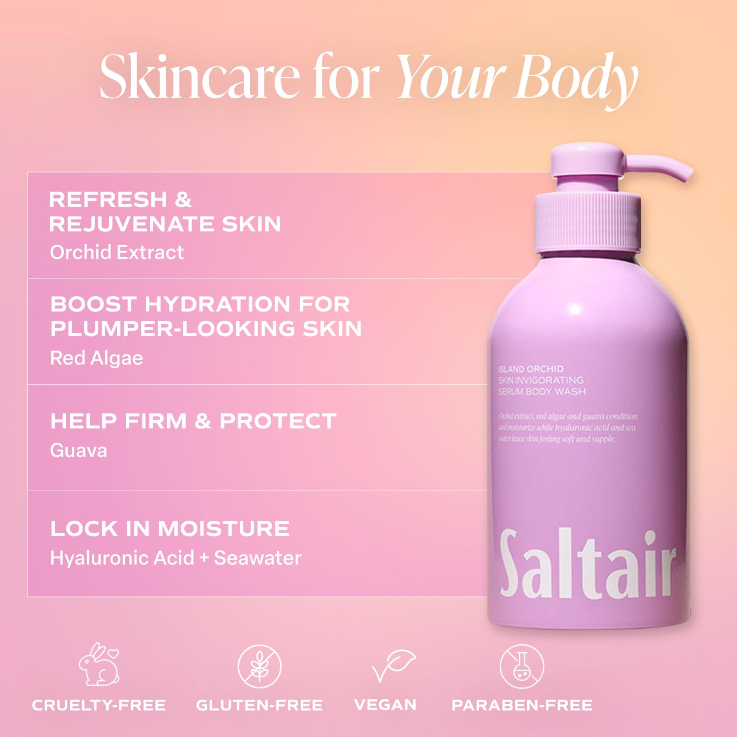 Saltair orchid extract close-up highlighting hydrating skincare ingredients.
