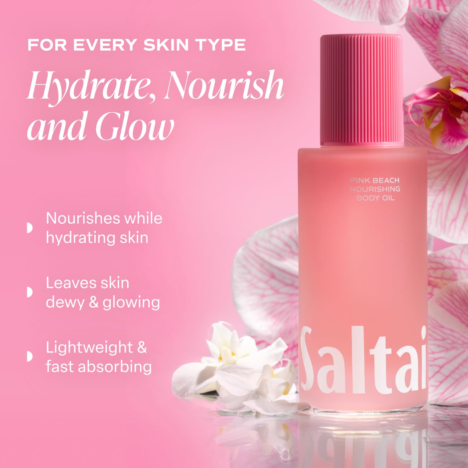 Saltair pink beach scent notes with coconut and vanilla close-up.