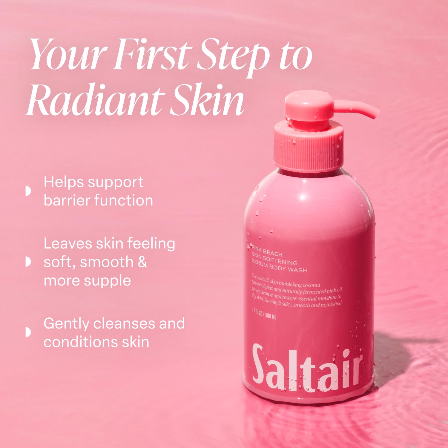 Saltair Pink Beach two-pack display shows convenient, shareable daily cleansing.