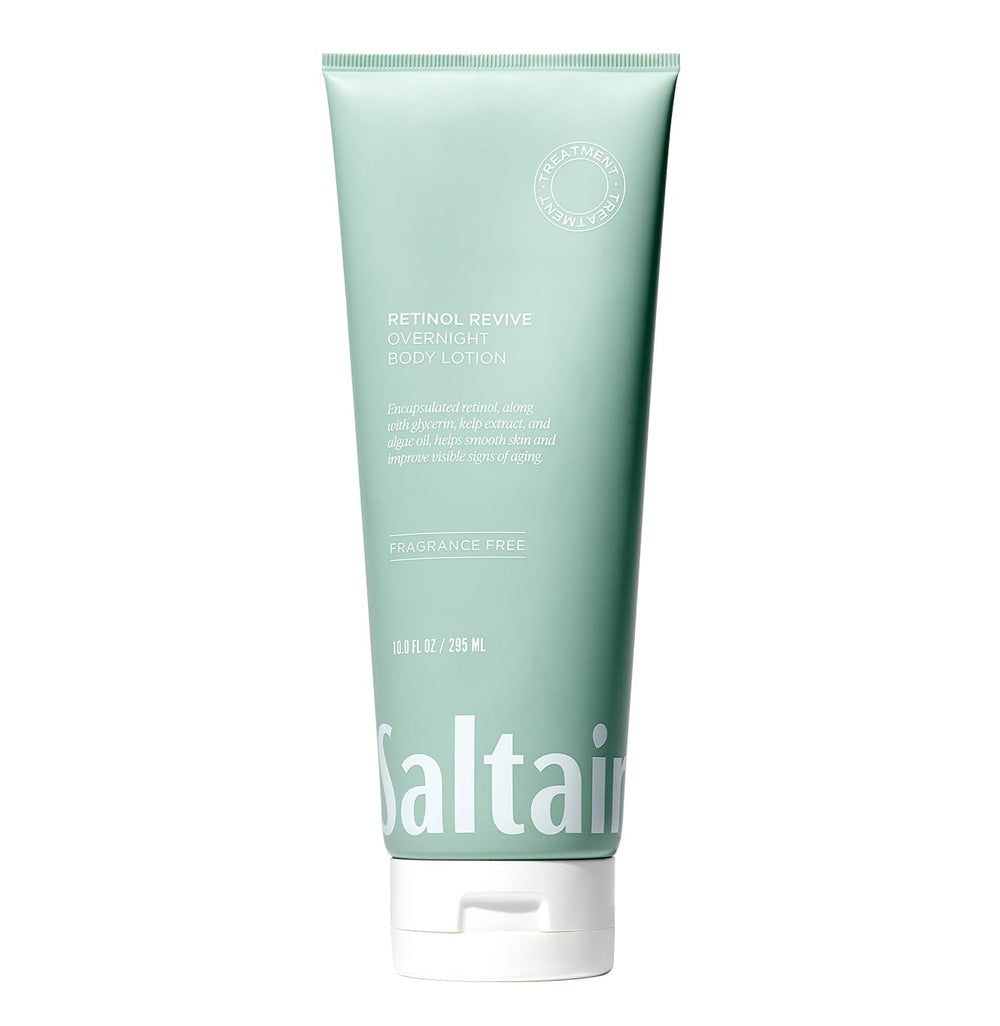 Saltair Retinol Revive Night Lotion bottle with pump for easy nightly application.