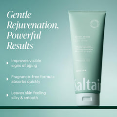 Close-up of Saltair Retinol Revive Night Lotion creamy texture for silky hydration.