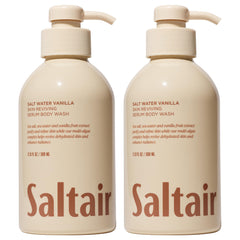 Saltair Salt Water Vanilla pump bottles for easy, hydrating daily cleanse.
