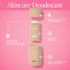 Hands applying Saltair Santal Bloom for daily freshness without powders.