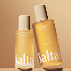 Saltair Salt Water Vanilla fragrance bottle evokes warm coastal vibes and hydration after shower.