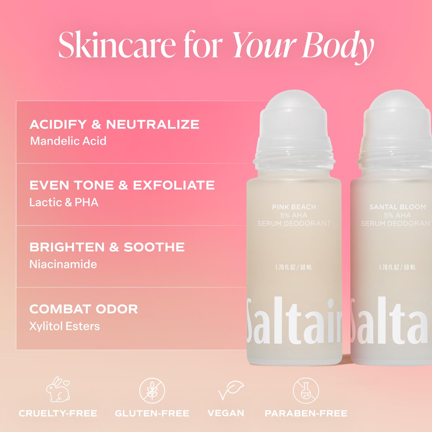 Saltair Serum Deodorant 2-pack box, travel-friendly odor control kit.