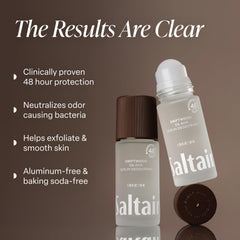 Saltair Serum Deodorant Driftwood Roll-On in use for quick, mess-free odor control.