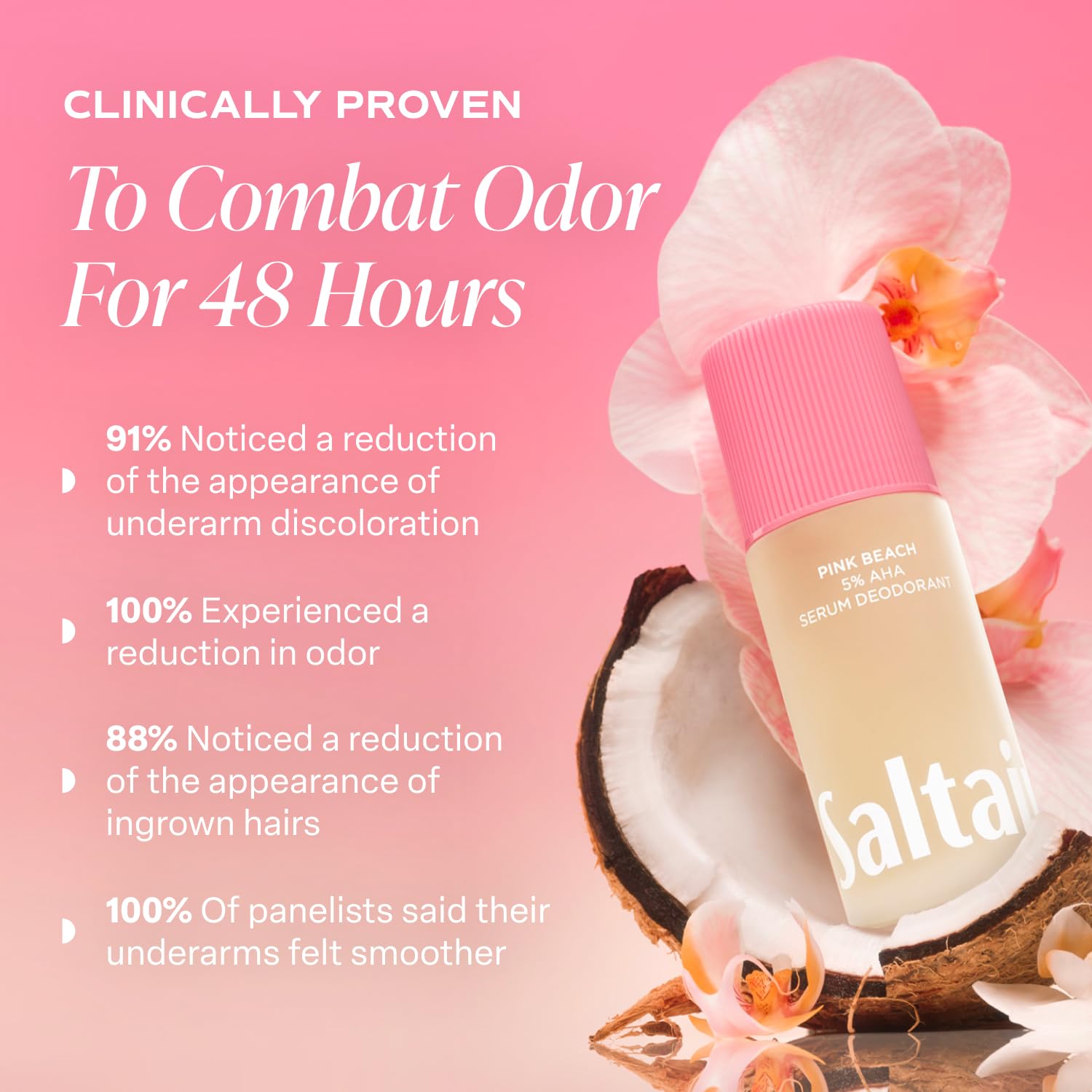 Close-up of mandelic and lactic acid ingredients in Saltair Serum Deodorant.