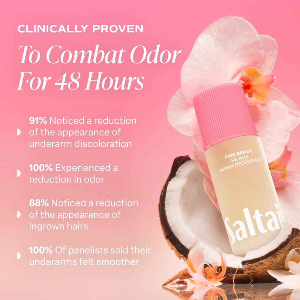 Close-up of mandelic and lactic acid ingredients in Saltair Serum Deodorant.