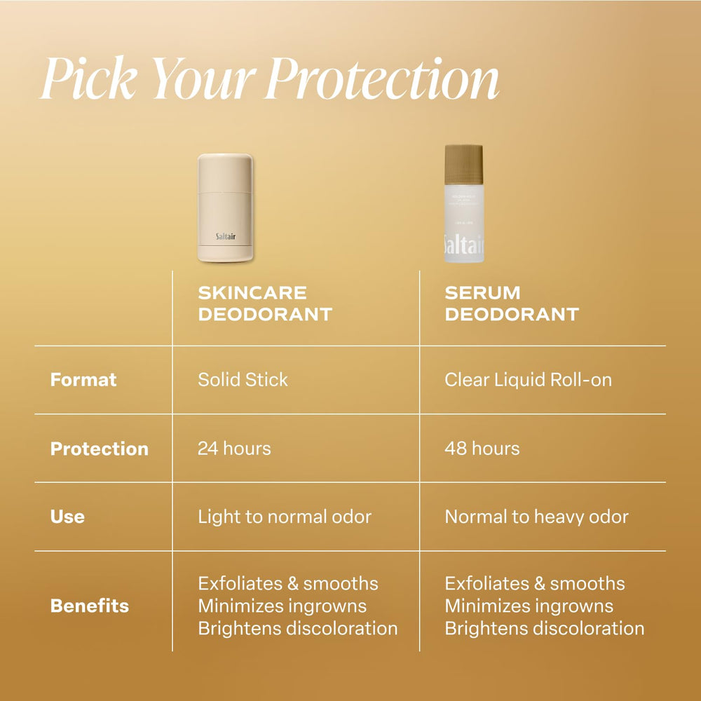 Saltair Serum Deodorant bottle emphasizing Niacinamide for skin tone