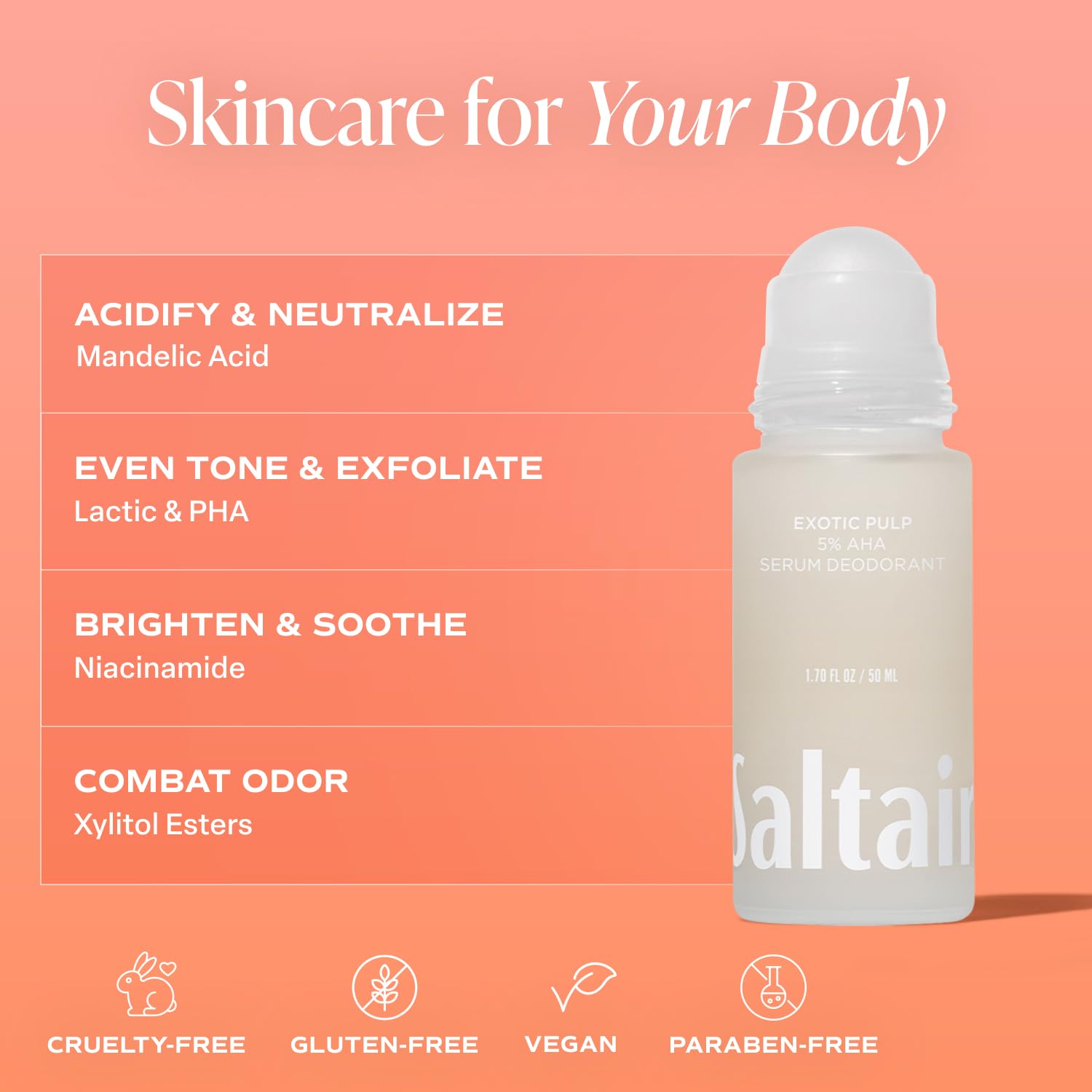 Saltair Serum Deodorant roll-on closeup with lightweight serum texture