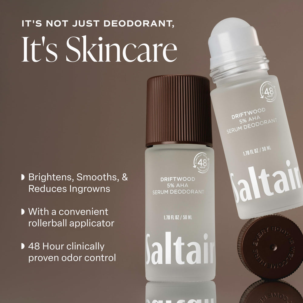 Saltair Serum Deodorant roll-on highlights aluminum-free odor control