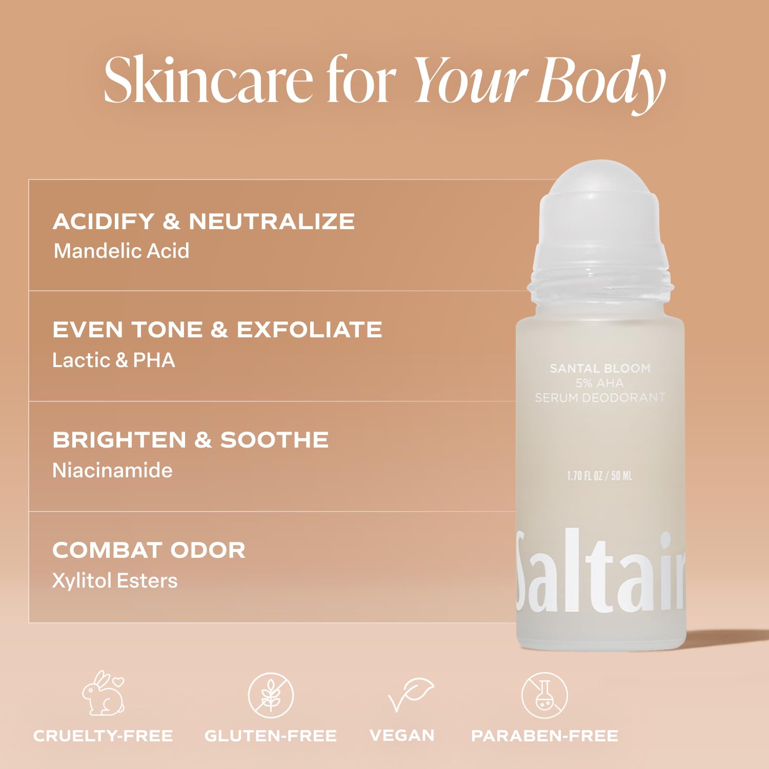 Saltair Serum Deodorant Santal Bloom underarm application demonstrates daily freshness.