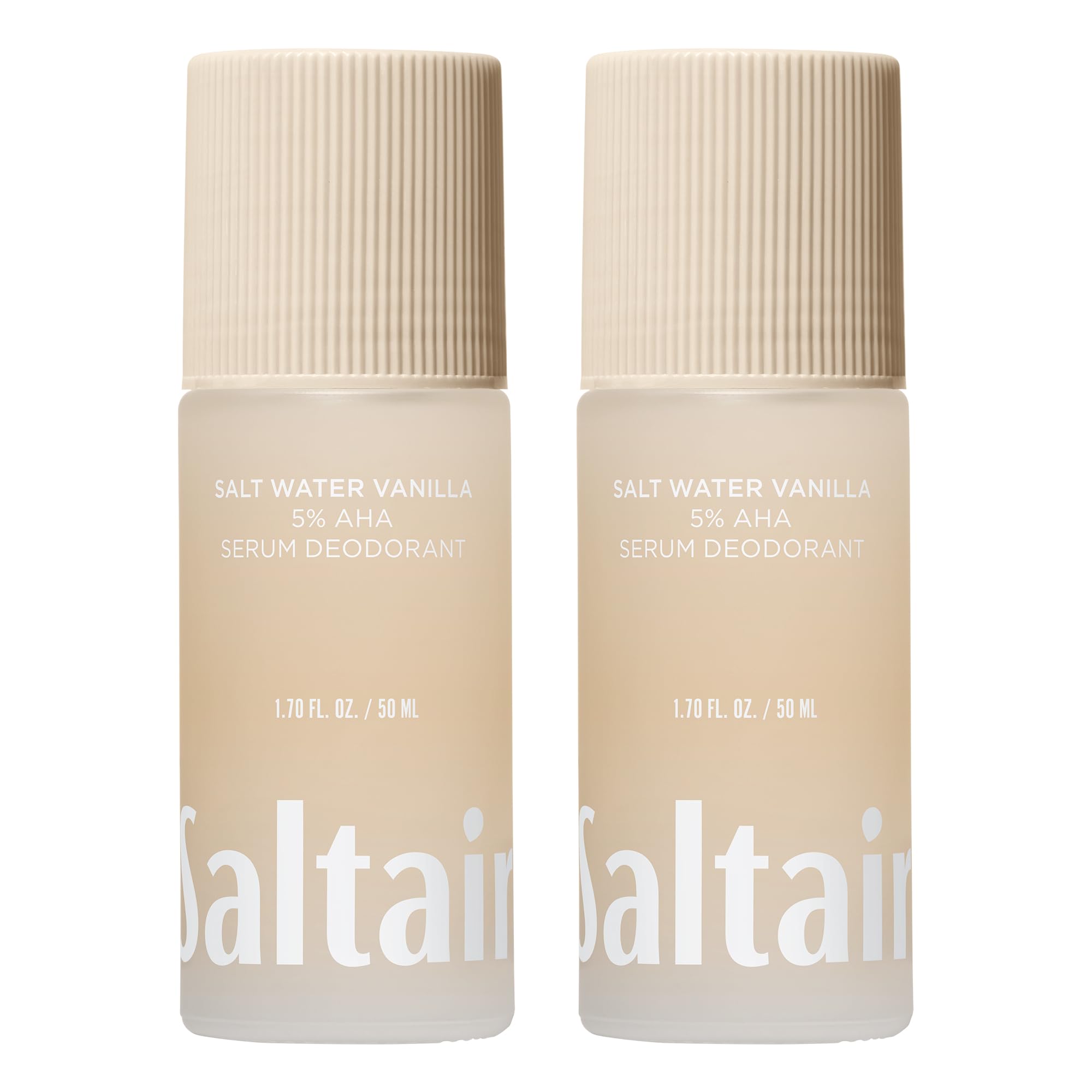Saltair Serum Deodorant bottle with vanilla scent for all-day protection.