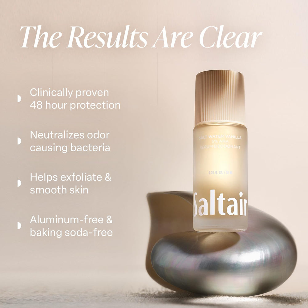 Saltair Serum Deodorant 2-pack packaging shown for travel or gifting.