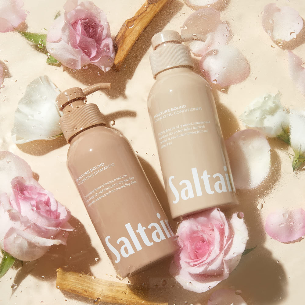 Saltair shampoo pump-top shot captures easy dispensing and clean design.