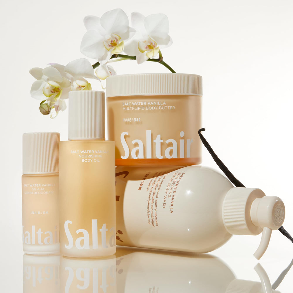 Saltair Shea Butter golden cream shows velvety, soft-skin feel