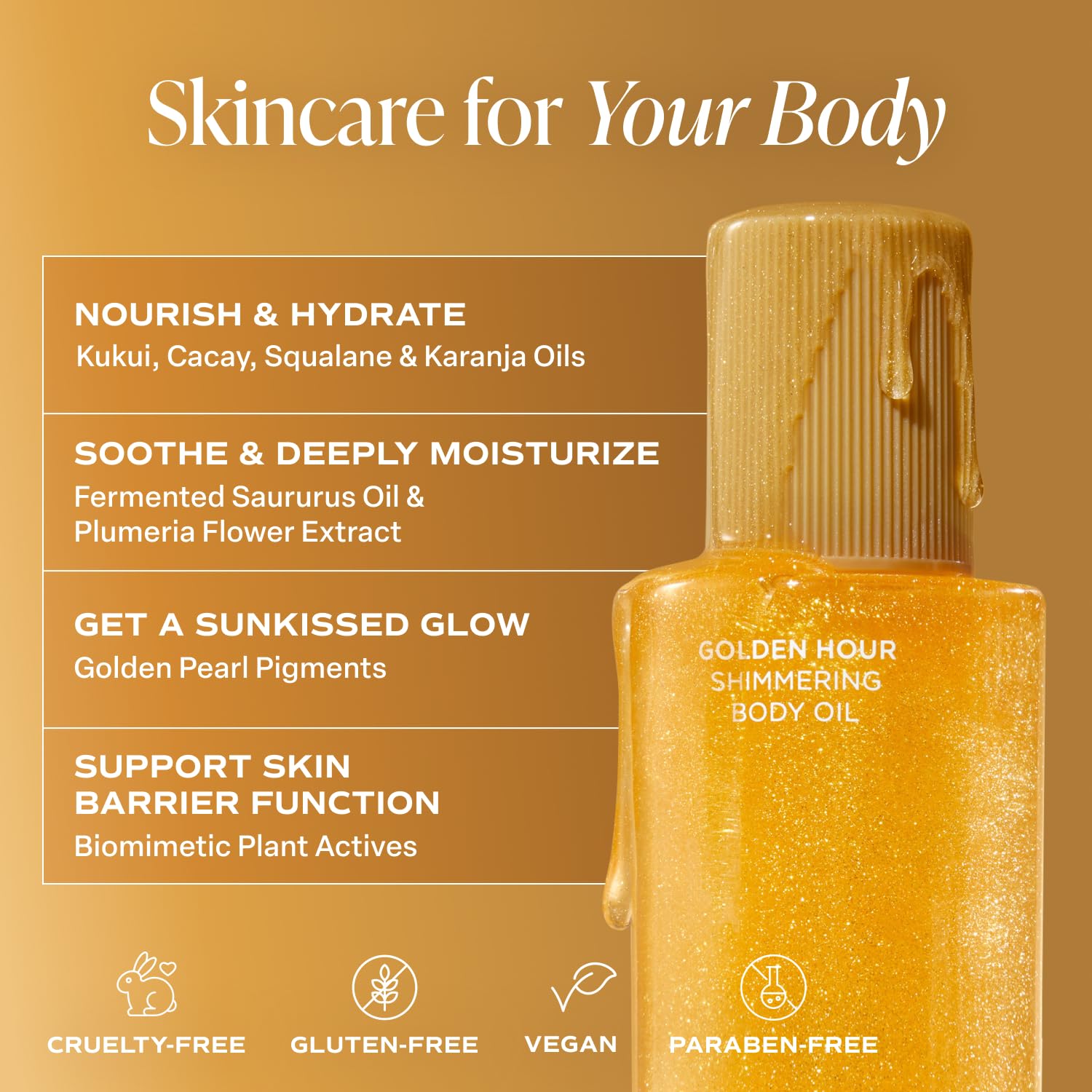 Saltair Shimmering Body Oil on arm shows fast absorption without greasiness.