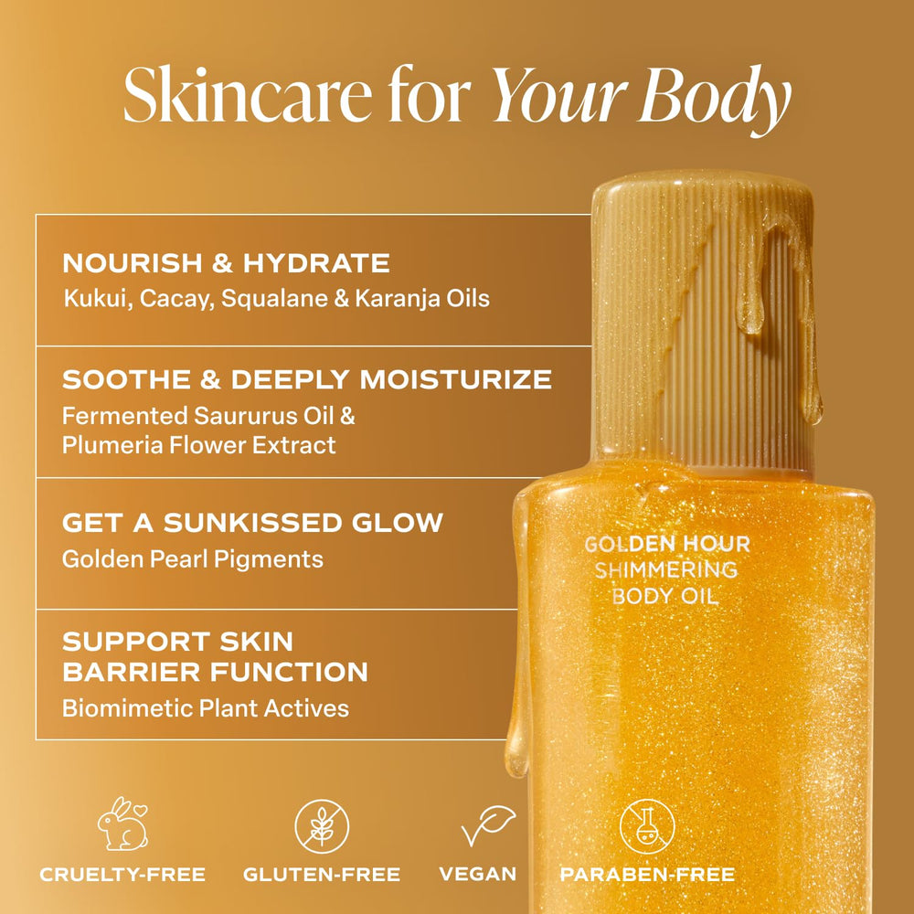 Saltair Shimmering Body Oil on arm shows fast absorption without greasiness.
