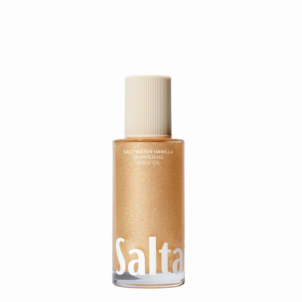Saltair Shimmering Body Oil vegan formula for clean beauty routines.
