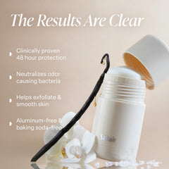 Saltair Skincare Deodorant in use demonstrates smooth glide with no white residue.