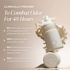 Saltair Deodorant close-up highlights BHA and zinc for odor control.