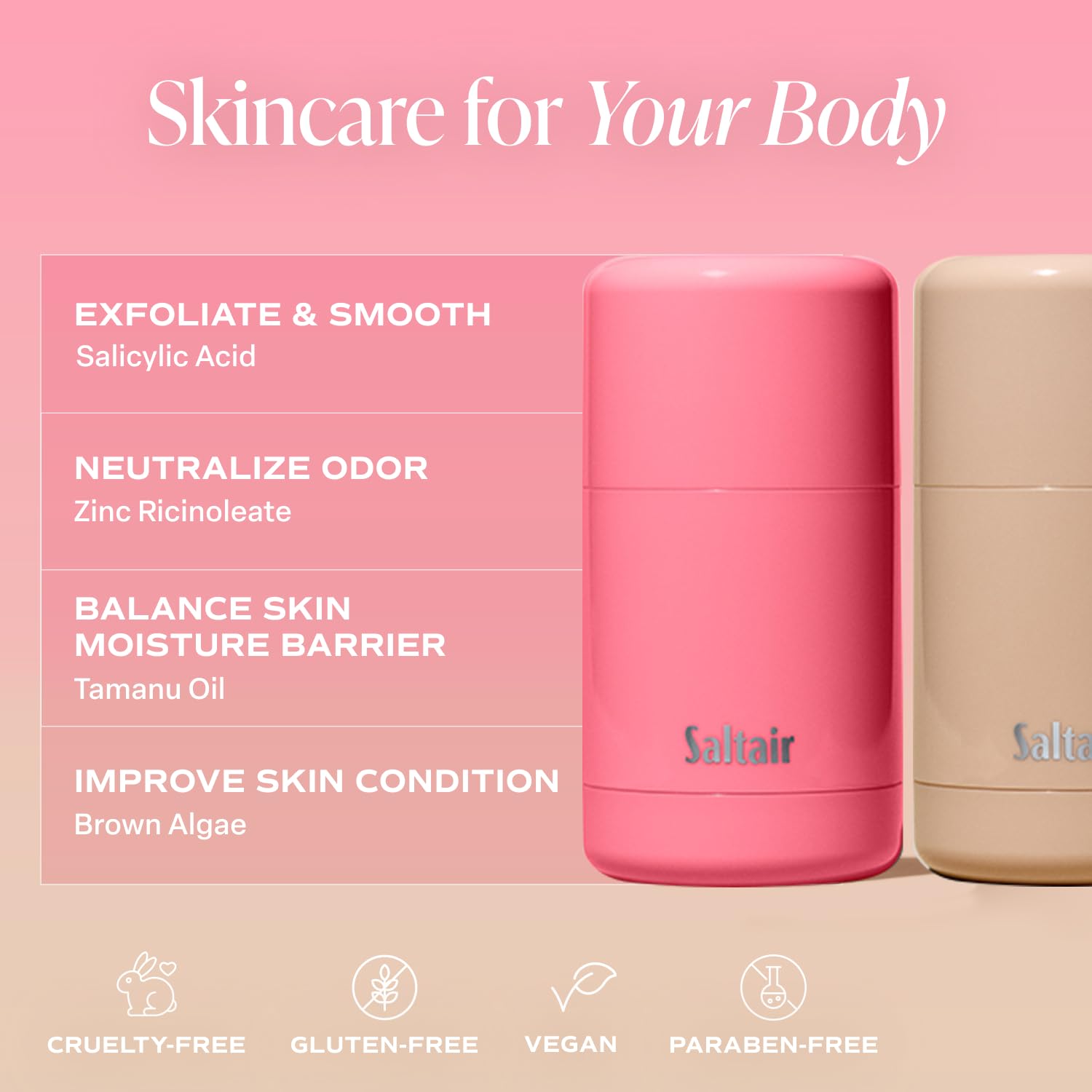 Saltair Skincare Deodorant Pink Beach scent closeup evokes island fragrance
