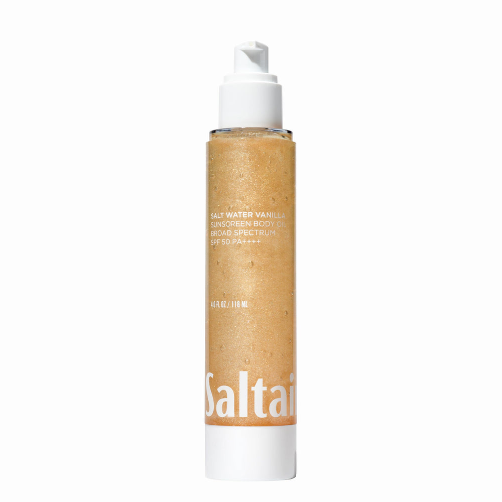 Saltair SPF Body Oil with broad spectrum SPF50 protects skin while nourishing.