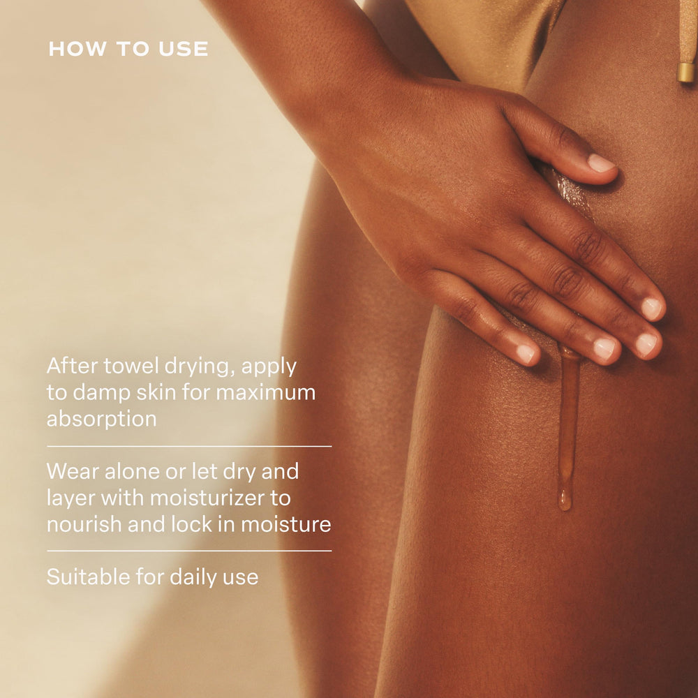 Saltair Vitamin C Body Serum after shower ritual promoting hydrated softness.