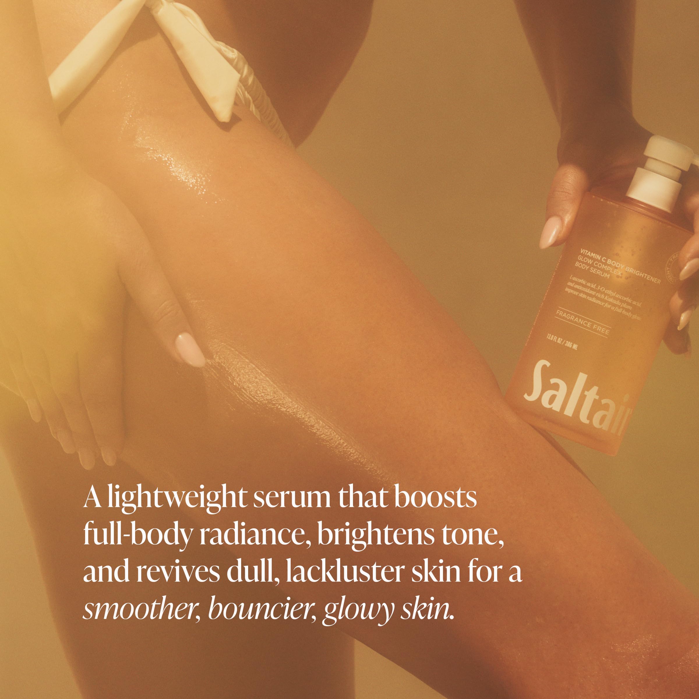 Saltair Vitamin C Body Serum layering with moisturizer for deeper hydration.