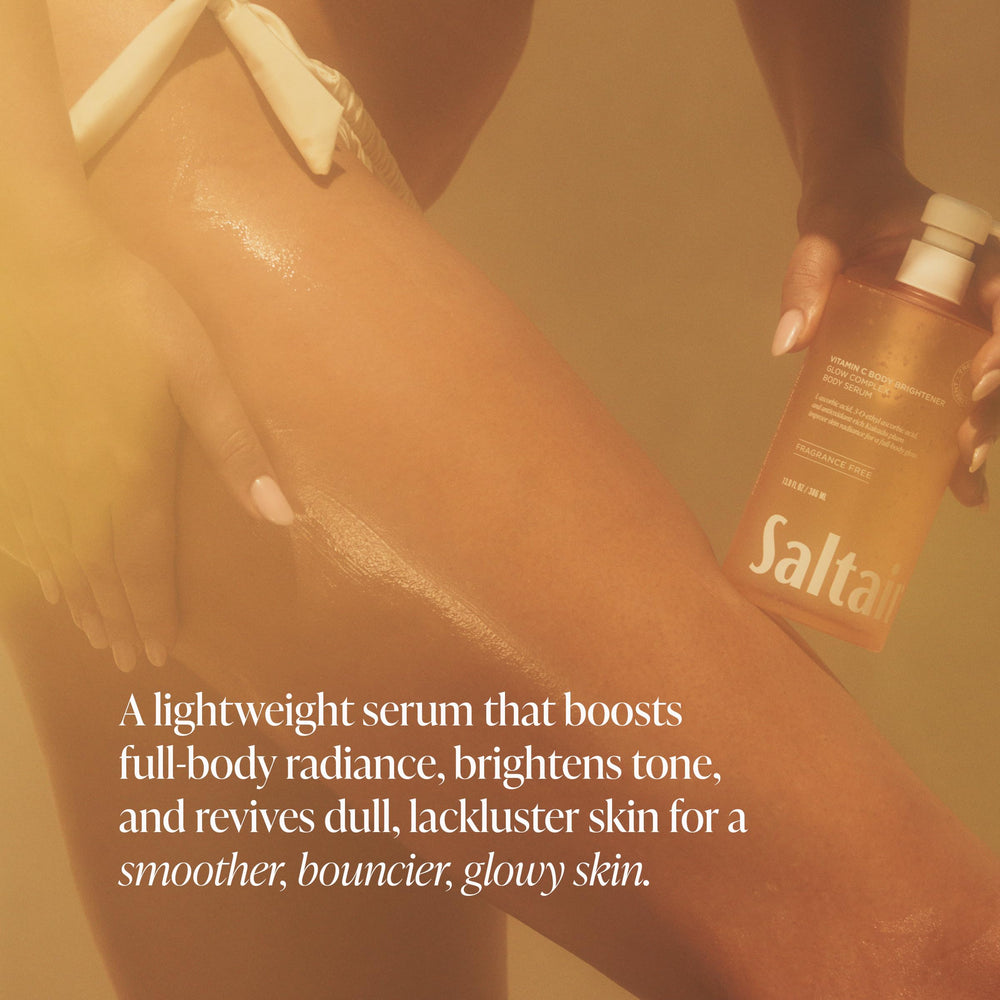 Saltair Vitamin C Body Serum layering with moisturizer for deeper hydration.