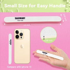 SALVMARY nail files 100-180 grit for smooth shaping of natural and artificial nails.
