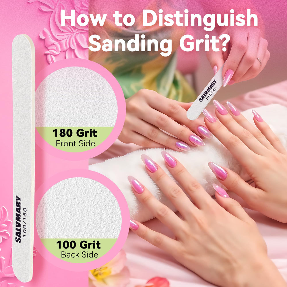 SALVMARY round-top nail file protects cuticles during precise shaping.