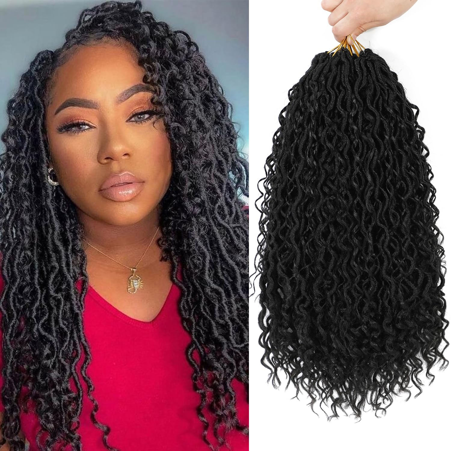 SAMBRAID goddess faux locs 8 packs full head for easy crochet installation.