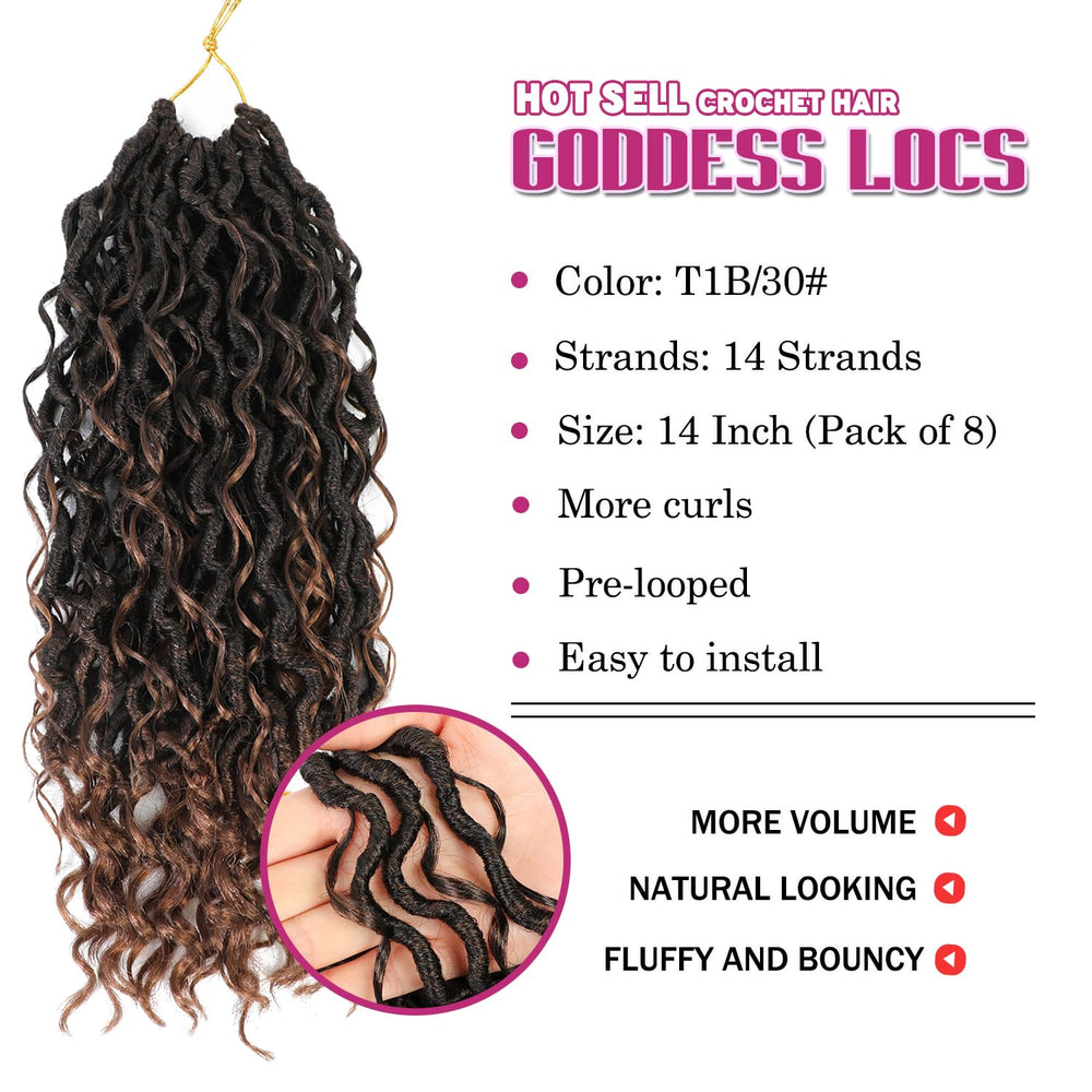 SAMBRAID Goddess Locs 14in fluffy middle curls for soft texture.