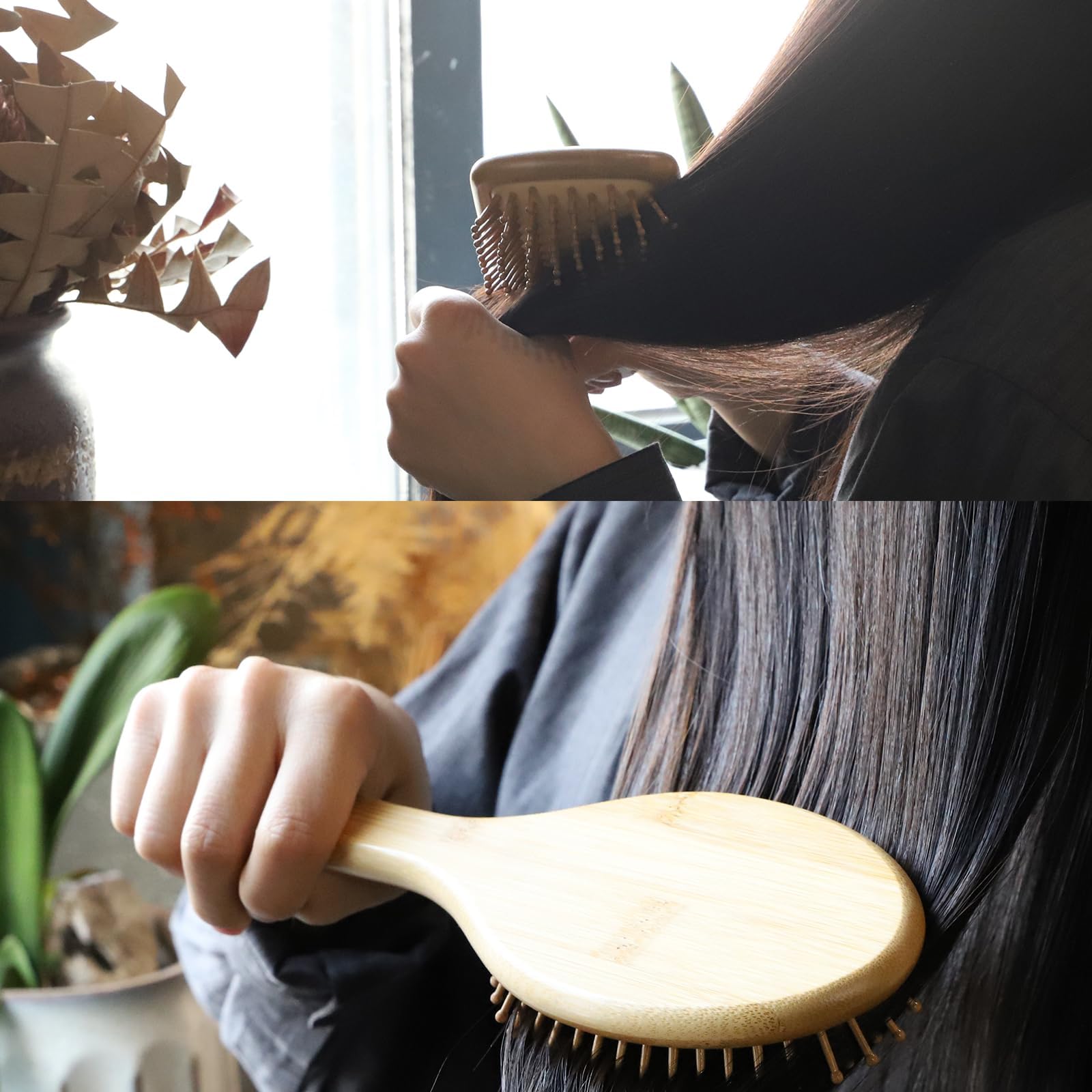 SAMEBUTECO bamboo hair brush set small oval offers gentle grooming