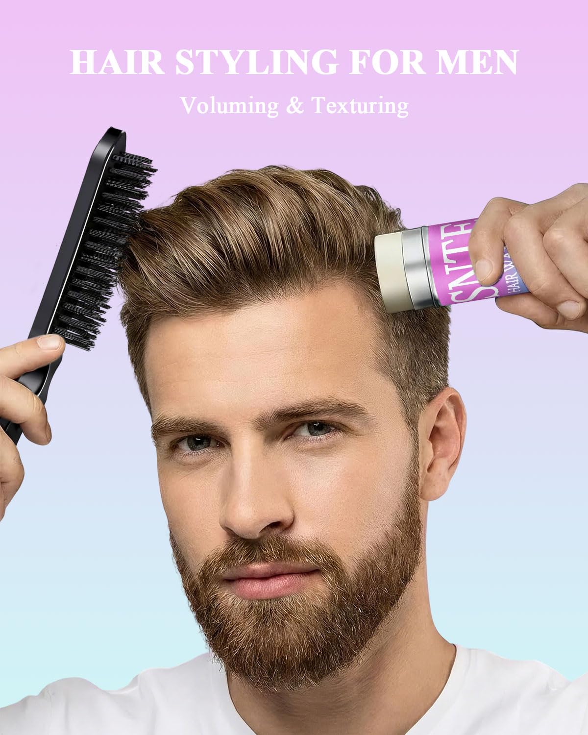 Samnyte all-hair-types styling kit with brush, wax stick and comb.