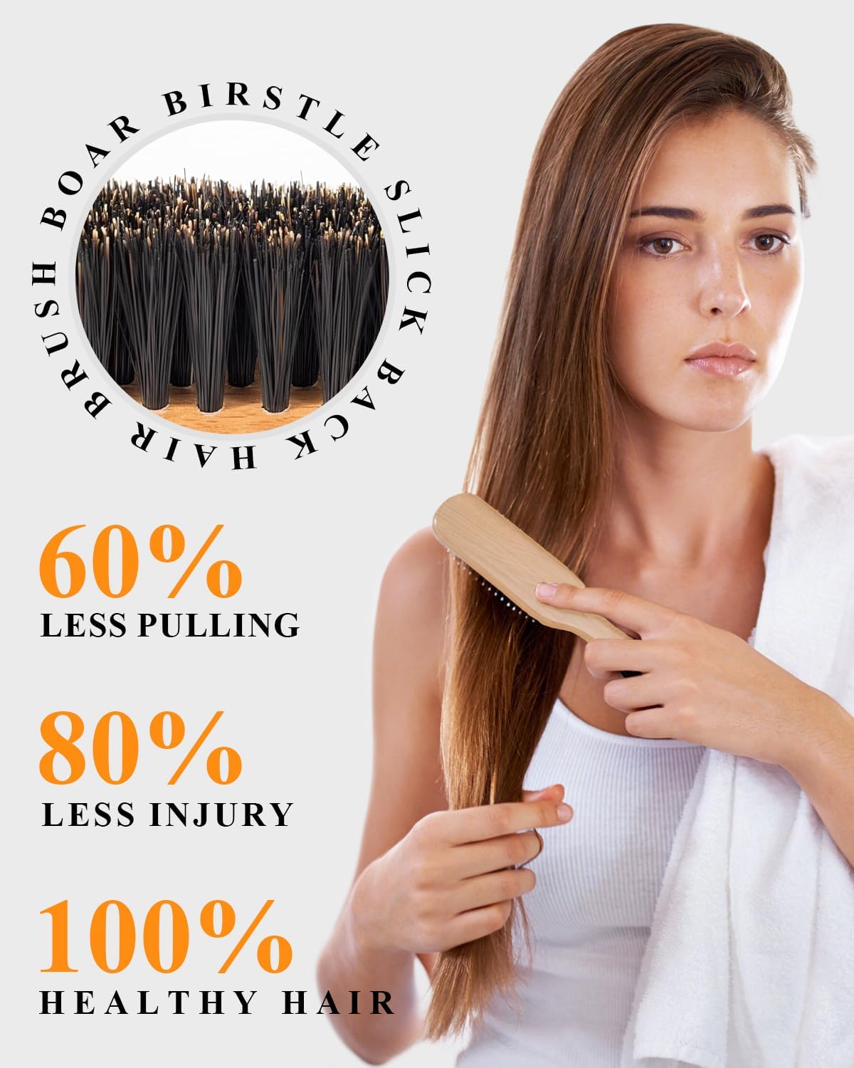 Samnyte close-up soft boar bristles gliding through hair