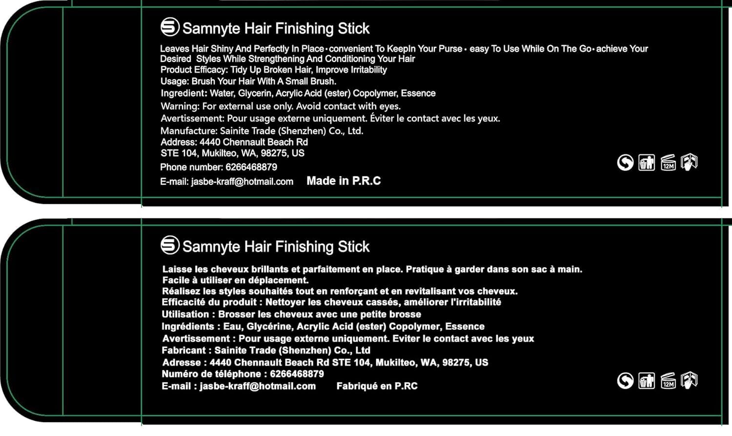 Samnyte easy-clean no-residue formula shown after application.