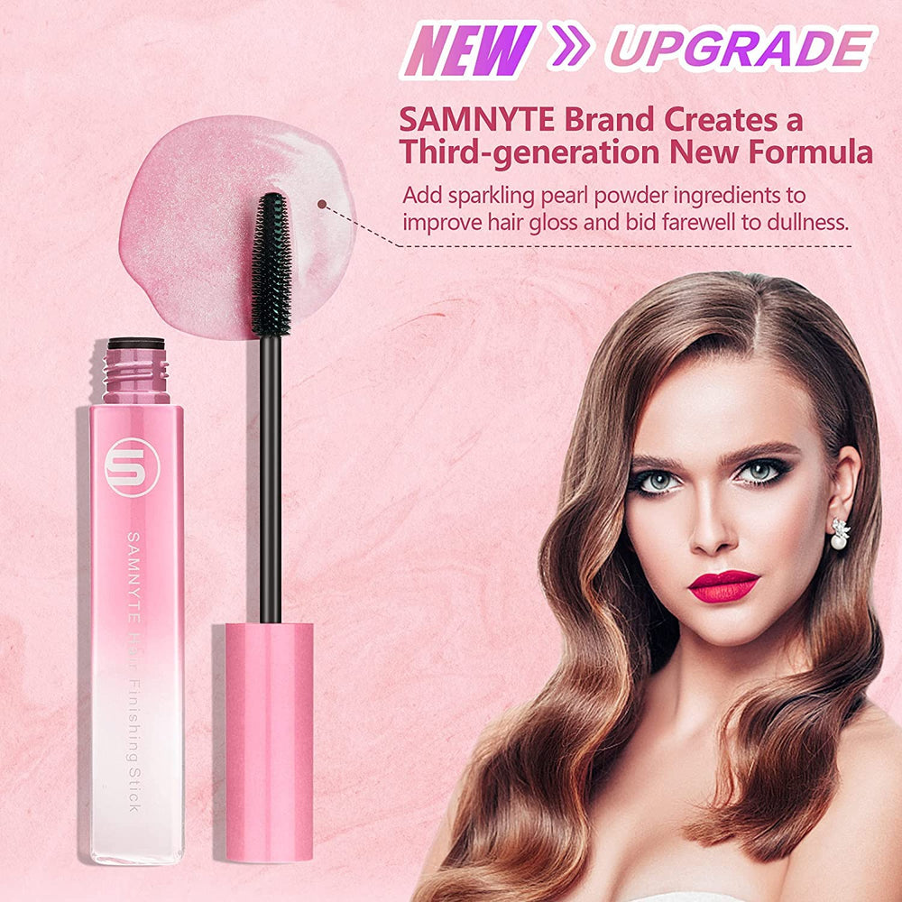 Samnyte Flyaways Hair Stick pearlescent formula adds visible gloss in light.