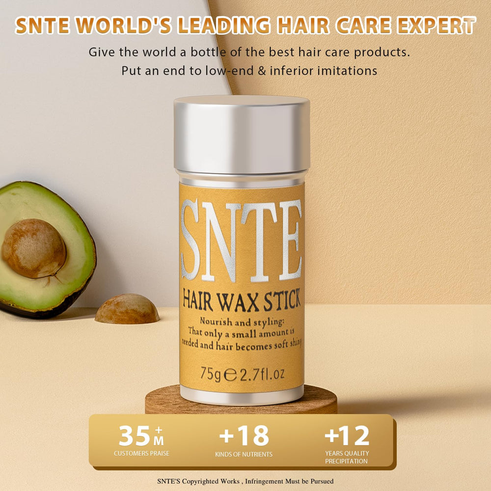 Samnyte hair wax stick edge-control on bangs for a neat look.