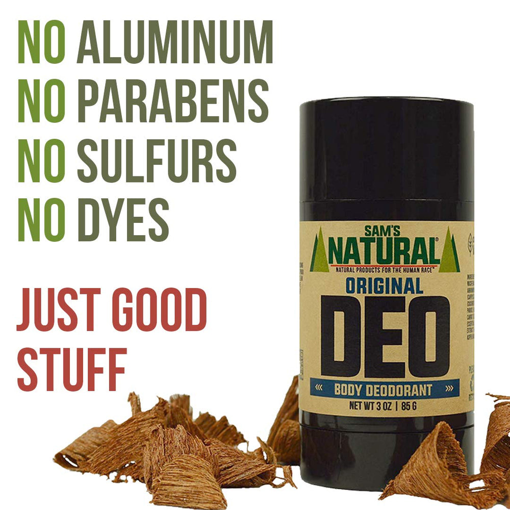 Sam's Natural Deodorant Original application swipes show easy light-use.